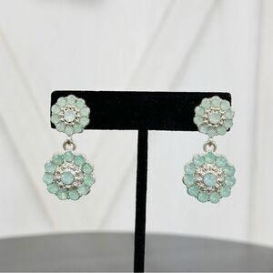 Drop Dangle Jeweled Fashion Earrings Mint Green